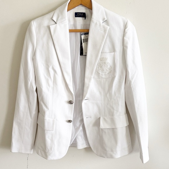 Polo Ralph Lauren monogram crest white blazer with silver buttons Size 2 NWT - Picture 2 of 10